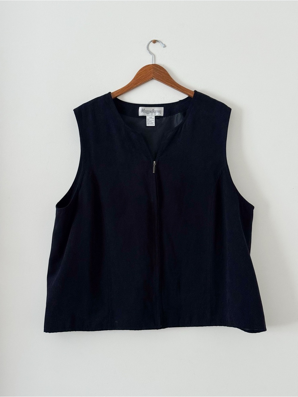 Vintage 90s Y2K Black Faux Suede Zip Up Layering Vest - Size 24W